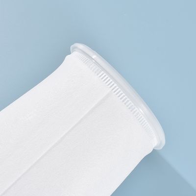 স্টিলের রিং এবং সেলাইয়ের থ্রেডের নীচে পলিস্টার একক-ফিলামেন্ট তরল ফিল্টার ব্যাগ