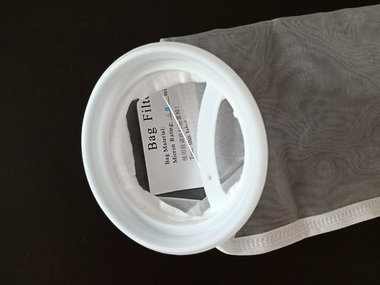 ঝুলন্ত লুপ সেলাই নাইলন 60 প্লাস্টিকের রিং সহ মাইক্রোন মেশ ফিল্টার ব্যাগ