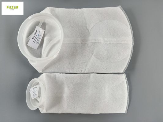 গরম গলিত পিপি তরল ফিল্টার ব্যাগ প্লাস্টিকের রিং সহ 5 মাইক্রন